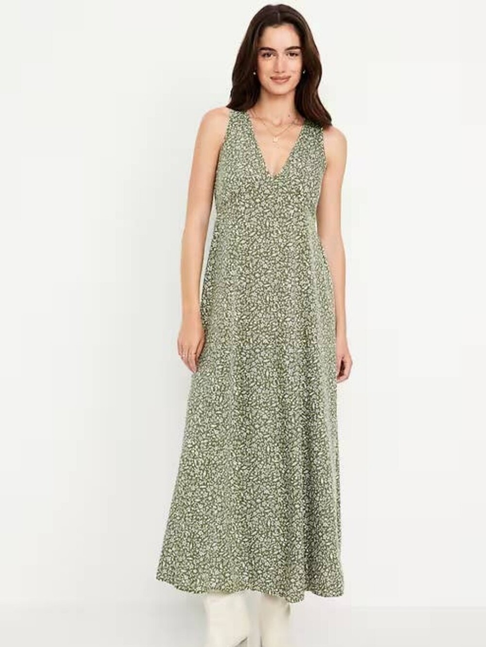 NWOT Old Navy Green Floral Fit & Flare Floral Maxi Dress Size XXL
